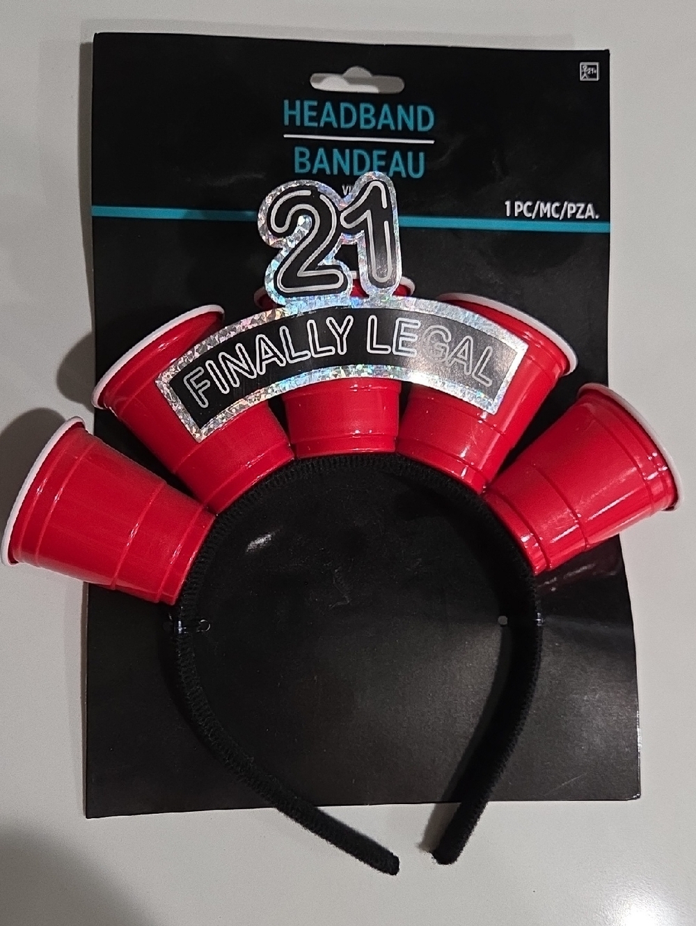 Source Unknown Red "Finally Legal" 21 Party Headband